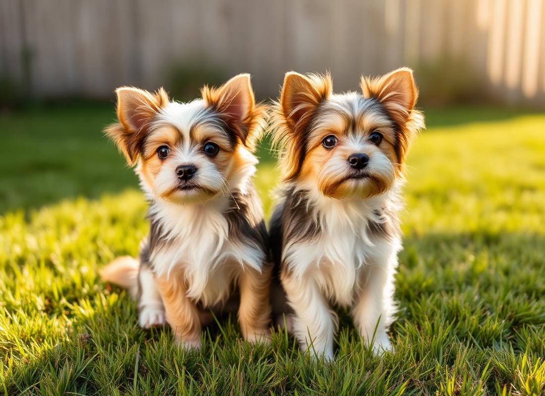Dos perritos sentados juntos al sol